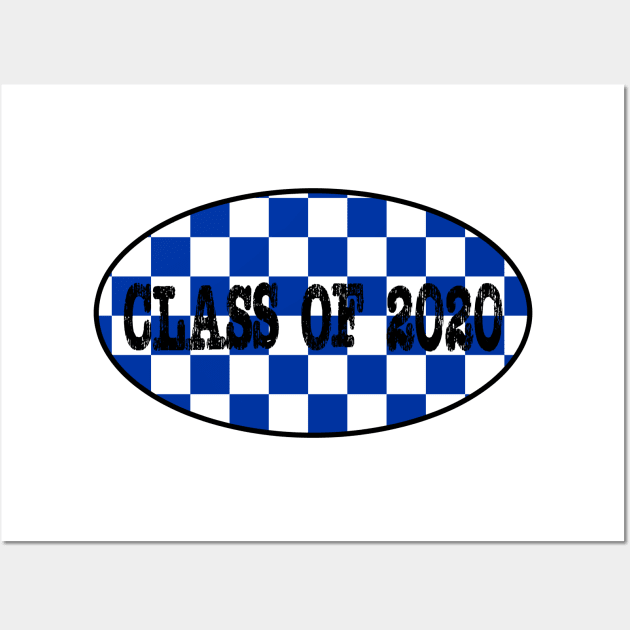 Class of 2020 UK Blue Checker Checker Pattern Wall Art by PurposelyDesigned